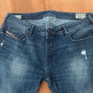 Diesel Slim Fit Distressed Blue Jeans